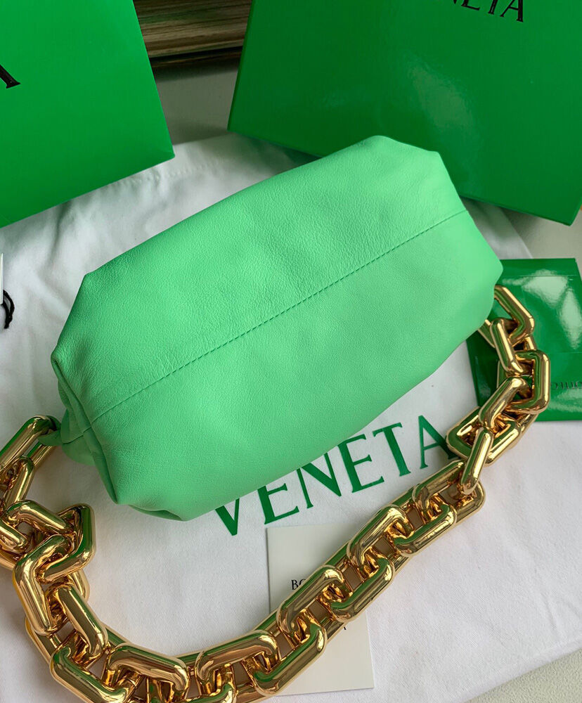 Bottega Veneta Teen Chain Pouch Leather Clutch Green